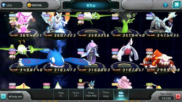 MÃ : #TTS4269 - SV 1361 - V12 - HOOH DYNAMX PALKIA BC THẦN GIÓ BC DIANCIE BC QVLD BC UNVOA MEW GIÁP BC