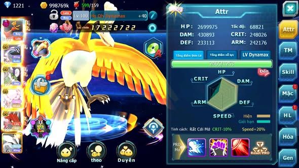 MÃ : #TTS4269 - SV 1361 - V12 - HOOH DYNAMX PALKIA BC THẦN GIÓ BC DIANCIE BC QVLD BC UNVOA MEW GIÁP BC