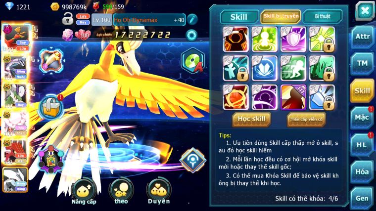 MÃ : #TTS4269 - SV 1361 - V12 - HOOH DYNAMX PALKIA BC THẦN GIÓ BC DIANCIE BC QVLD BC UNVOA MEW GIÁP BC