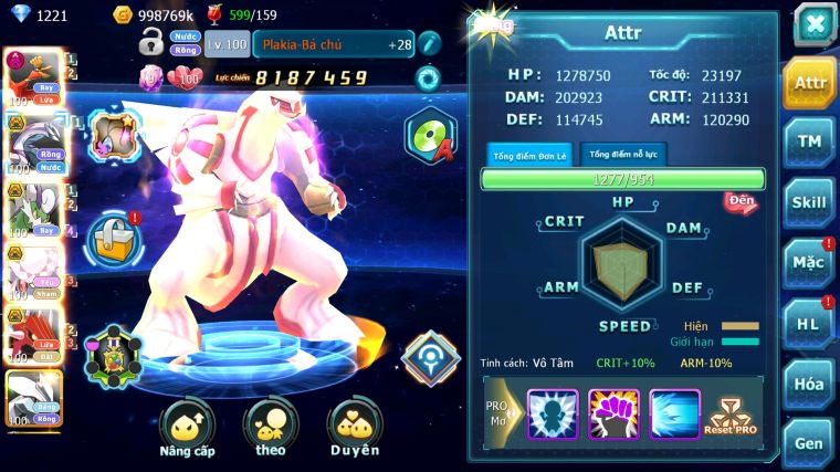 MÃ : #TTS4269 - SV 1361 - V12 - HOOH DYNAMX PALKIA BC THẦN GIÓ BC DIANCIE BC QVLD BC UNVOA MEW GIÁP BC