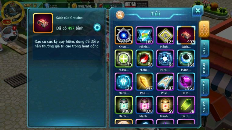 MÃ : #TTS4269 - SV 1361 - V12 - HOOH DYNAMX PALKIA BC THẦN GIÓ BC DIANCIE BC QVLD BC UNVOA MEW GIÁP BC