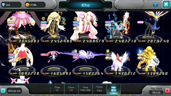 MÃ : #TTS4300 - SV 1717 - DIANCIE BC TAPU FINI BC PALKIA BC UNVOA LUGIA BC NHIỀU PET HT