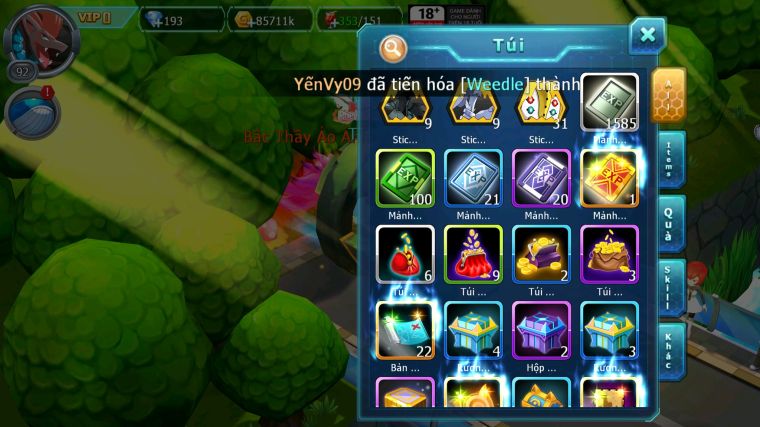 MÃ : #TTS4312 - SV 1660 - BTAA BC LUGIA BC ZOROA BC NHIỀU PET HT