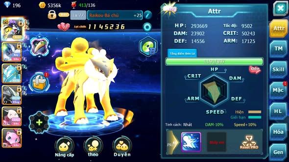 MÃ : #TTS4319 - SV1805 - V6 - TOP 18 - RAIKOU BÁ CHỦ LUGIA REGICE