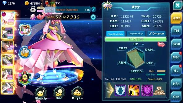 MÃ : #TTS4332 - SV 1685 - V10 - DIANCIE DYNAMAX TAPU FINI BÁ CHỦ ZEVIL XERM BC CẶP LATI BÁ CHỦ NHIỀU PET HT