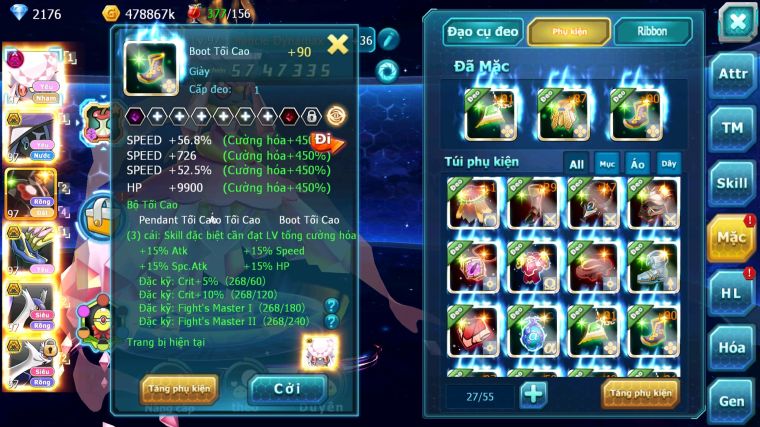 MÃ : #TTS4332 - SV 1685 - V10 - DIANCIE DYNAMAX TAPU FINI BÁ CHỦ ZEVIL XERM BC CẶP LATI BÁ CHỦ NHIỀU PET HT