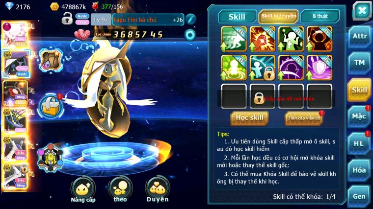 MÃ : #TTS4332 - SV 1685 - V10 - DIANCIE DYNAMAX TAPU FINI BÁ CHỦ ZEVIL XERM BC CẶP LATI BÁ CHỦ NHIỀU PET HT