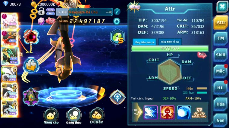 MÃ : #TTS4341 - SV170 - V15 - TOP 15 - DIANCIE DYANAMX HOOH DYNAMAX RAYQUAZA BC UNVOA WB BC NHIỀU PET BÁ CHỦ NGON