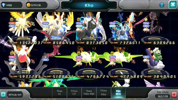 MÃ : #TTS4385 - SV 800 - TOP49 HOOH BÁ CHỦ WB BÁ CHỦ UNVOA RAYQUAZA LUGIA BC CẶP LATI BÁ CHỦ THẦN GIÓ NHIỀU PET HT