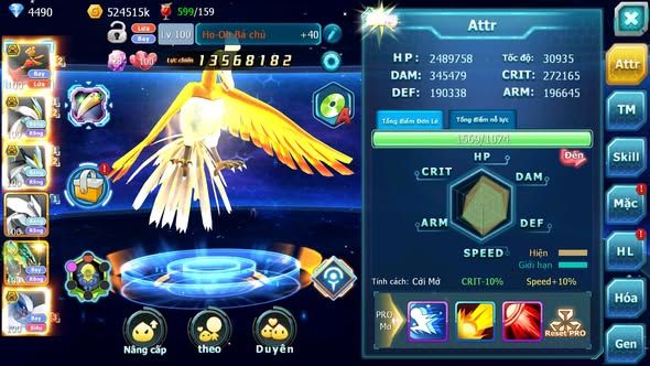 MÃ : #TTS4385 - SV 800 - TOP49 HOOH BÁ CHỦ WB BÁ CHỦ UNVOA RAYQUAZA LUGIA BC CẶP LATI BÁ CHỦ THẦN GIÓ NHIỀU PET HT