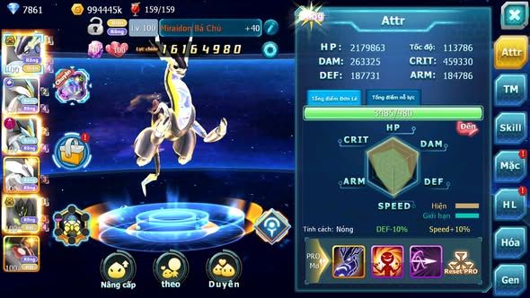 MÃ : #TTS4510 - SV 1673 - TOP10 - V15 - MIRAIDON BÁ CHỦ FULL SÉT HH - WHITE CH BLACK DYANAMX UNVOA Z100 BÁ CHỦ NHIỀU PET HT