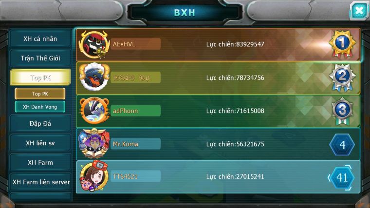 MÃ : #TTS4521 - SV 1599 - TOP 41 - V12 - HOOH CH DYNAMAX BUILD CỰC NGON FULL TRỤ - CÓ SÉT SS  UNVOA QVLD BC YVETAL THẦN GIÓ BC NHIỀU PET HT