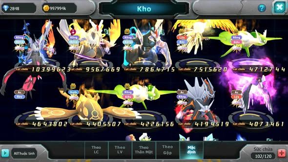 MÃ : #TTS4540 - SV 1300 - V12 - UNVOA WHITE DYNAMAX BLACK BC HOOH BC CẶP LATI BC KYOGRE BC