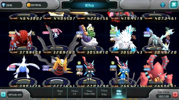 MÃ : #TTS4540 - SV 1300 - V12 - UNVOA WHITE DYNAMAX BLACK BC HOOH BC CẶP LATI BC KYOGRE BC