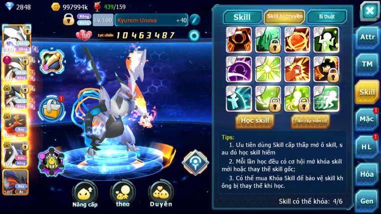 MÃ : #TTS4540 - SV 1300 - V12 - UNVOA WHITE DYNAMAX BLACK BC HOOH BC CẶP LATI BC KYOGRE BC