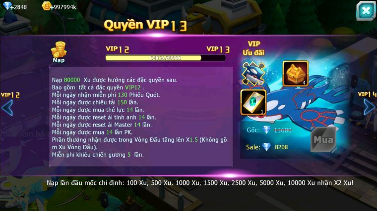 MÃ : #TTS4540 - SV 1300 - V12 - UNVOA WHITE DYNAMAX BLACK BC HOOH BC CẶP LATI BC KYOGRE BC