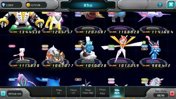 MÃ : #TTS4539 - SV 1519 - V6 - 12K KC - MEW GIÁP BÁ CHỦ HOOH CẶP LATI BC LUGIA BC NHIỀU PET HT