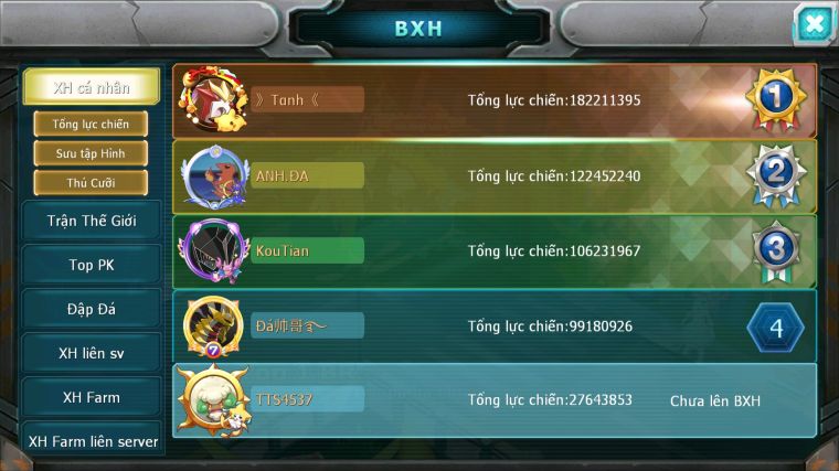 MÃ : #TTS4537 - SV 1202 - HOOH DYNAMAX SÉT SS UNVOA THẦN GIÓ BC WHITE BC DRAK HOOH LATI BC QVBC