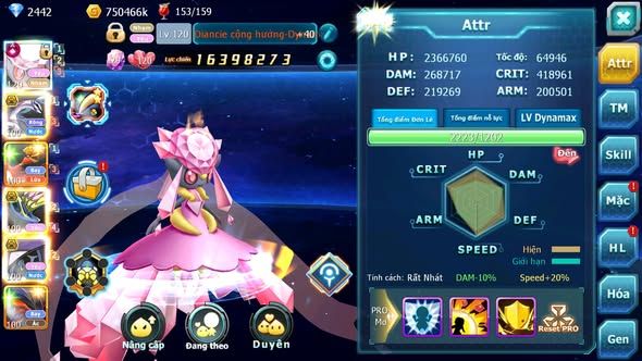 MÃ : #TTS4559 - SV 1541 - TOP 44 - V12 - DIANCIE CH DYANAMX FULL HH PALKIA BC TAPU FINI BC XERM BC NHIỀU PET HT