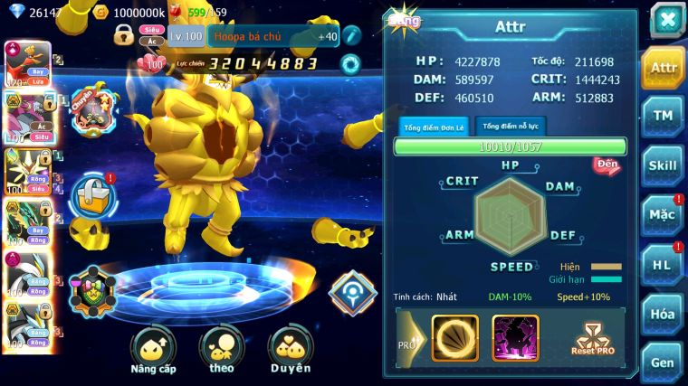 MÃ : #TTS4576 - SV 454 - TOP 6 - V15 - HOOH CH DYNAMAX HOOPA BÁ CHỦ MEGA NEC NHIỀU PET BÁ CHỦ NGON