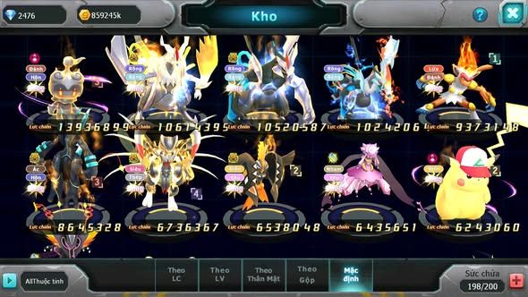 MÃ : #TTS4579 - SV401 - V8 - MASHDOW DYNAMAX UNVOA WB BC PIKA DYNAMAX MEW GIÁP BC TAPU KOKO BC NHIỀU PET HT