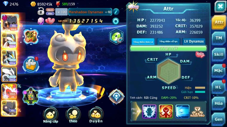 MÃ : #TTS4579 - SV401 - V8 - MASHDOW DYNAMAX UNVOA WB BC PIKA DYNAMAX MEW GIÁP BC TAPU KOKO BC NHIỀU PET HT