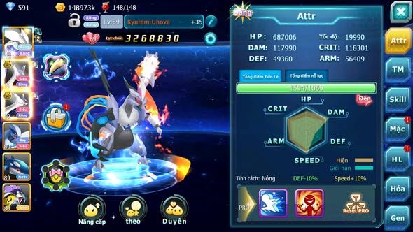 MÃ : #TTS4587 - SV 1663 - V8 - UNVOA CẶP LATI BÁ CHỦ LUGIA KYOGRE NHIỀU PET HT