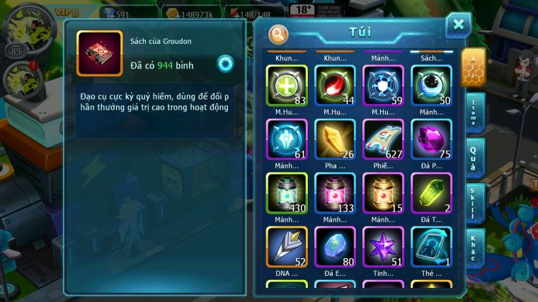 MÃ : #TTS4587 - SV 1663 - V8 - UNVOA CẶP LATI BÁ CHỦ LUGIA KYOGRE NHIỀU PET HT