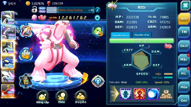 MÃ : #TTS4607 - SV 1347 - TOP 23 - V14 - WHITE CỘNG HƯỞNG PALKIA CỘNG HƯỞNG BLACK BC KYOGRE BC CẶP LATI BC NHIỀU PET