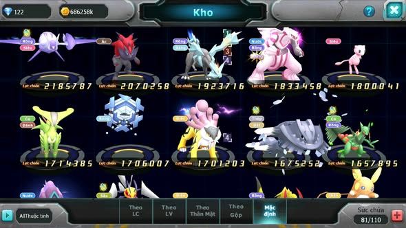 MÃ : #TTS4655 - SV 1602 - HOOH BÁ CHỦ QVLD BC THẦN GIÓ BC YVETAL GROUDON NHIỀU PET HT