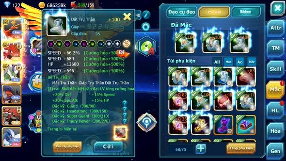 MÃ : #TTS4655 - SV 1602 - HOOH BÁ CHỦ QVLD BC THẦN GIÓ BC YVETAL GROUDON NHIỀU PET HT