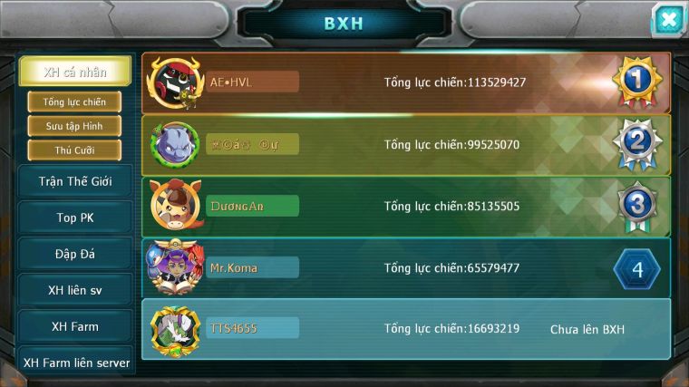 MÃ : #TTS4655 - SV 1602 - HOOH BÁ CHỦ QVLD BC THẦN GIÓ BC YVETAL GROUDON NHIỀU PET HT