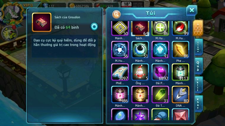 MÃ : #TTS4655 - SV 1602 - HOOH BÁ CHỦ QVLD BC THẦN GIÓ BC YVETAL GROUDON NHIỀU PET HT