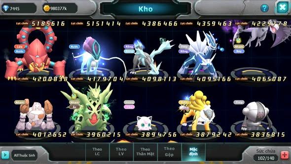 MÃ : #TTS4661 - SV 1426 - TOP 13 - V13  - 3K SÁCH - HOOH CH DYNAMAX PALKIA CH YVETAL BC WB BC BTAA BC NHIỀU PET HT