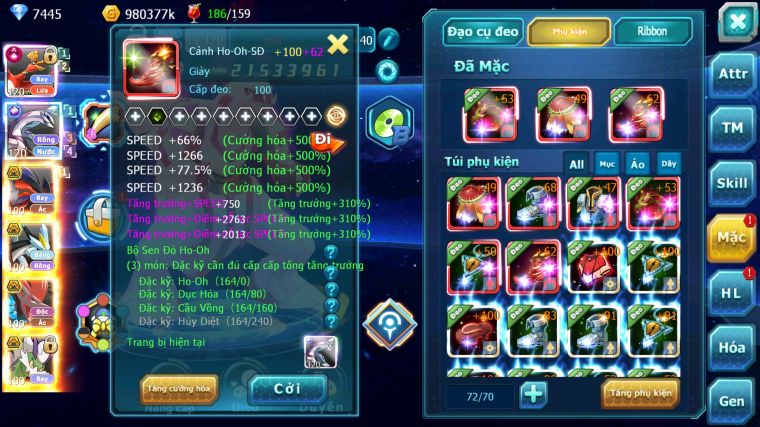 MÃ : #TTS4661 - SV 1426 - TOP 13 - V13  - 3K SÁCH - HOOH CH DYNAMAX PALKIA CH YVETAL BC WB BC BTAA BC NHIỀU PET HT