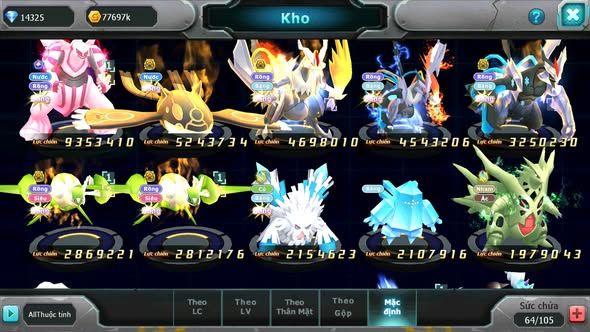 MÃ : #TTS4668 - SV 1710 - TOP 44 - V12 - PALKIA CH SS NGON KYOGRE BC UNVOA WB BC CẶP LATI BC