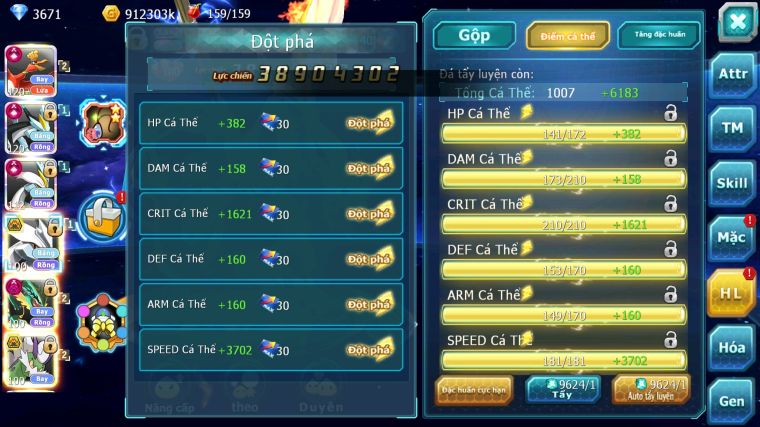 MÃ : #TTS4683 - SV 636 - TOP4 - V17 - HOOH CH DYNAMAX UNVOA BÁ CHỦ WB CH DYNAMAX RAYQUAZA DYNAMAX LUGIA CH YVETAL UNTRA SUN