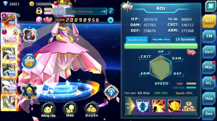 MÃ :  #TTS4693 - SV 980 - TOP28 - HOOH CH DYNAMAX DIANCIE DYNAMAX WB BC UNVOA THẦN GIÓ BC RẮN BĂNG BC NHIỀU PET BC