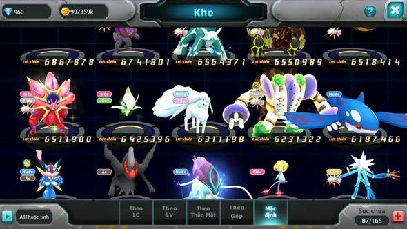 MÃ : #TTS4697 - SV 722 - TOP 9 - V15 - HOOH CH DYNAMAX HOOPA BÁ CHỦ RAYQUAZA BC THẦN GIÓ BC MEW GIÁP BC CẶP LATI BC NHIỀU PET HT