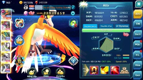 MÃ : #TTS4697 - SV 722 - TOP 9 - V15 - HOOH CH DYNAMAX HOOPA BÁ CHỦ RAYQUAZA BC THẦN GIÓ BC MEW GIÁP BC CẶP LATI BC NHIỀU PET HT