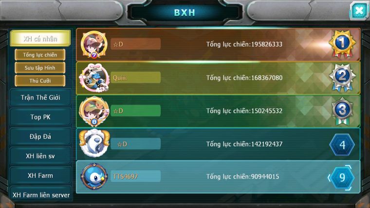 MÃ : #TTS4697 - SV 722 - TOP 9 - V15 - HOOH CH DYNAMAX HOOPA BÁ CHỦ RAYQUAZA BC THẦN GIÓ BC MEW GIÁP BC CẶP LATI BC NHIỀU PET HT