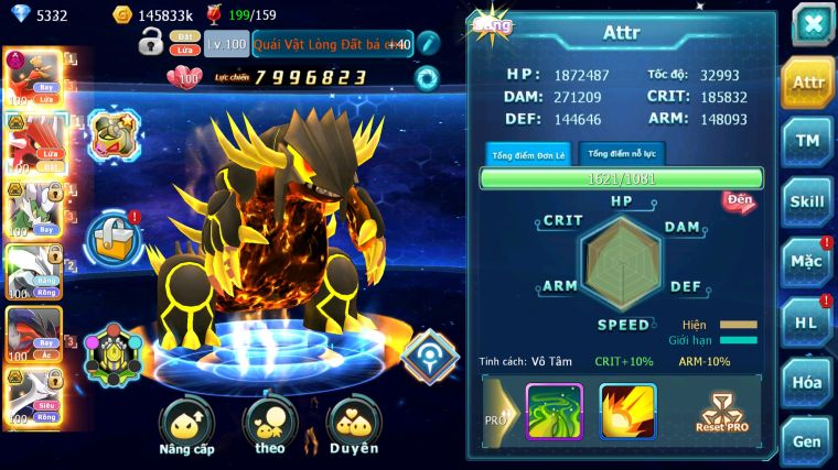 MÃ : #TTS4702 - SV 1582 - TOP33 - V11 - HOOH DYNAMAX QVLD BC THẦN GIÓ BC UNVOA YVETAL LATI BC NHIỀU PET HT