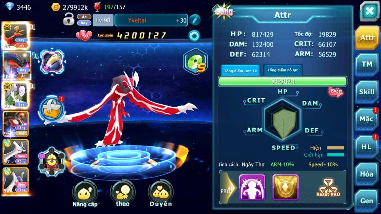 MÃ : #TTS4701 - SV 1770 - TOP3 - V12 - HOOH BÁ CHỦ YVETAL THẦN GIÓ BC ZEVIL NHIỀU PET HT