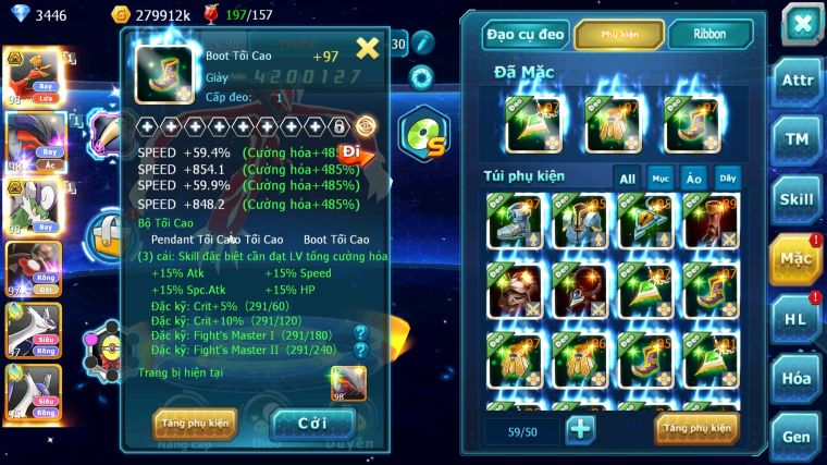 MÃ : #TTS4701 - SV 1770 - TOP3 - V12 - HOOH BÁ CHỦ YVETAL THẦN GIÓ BC ZEVIL NHIỀU PET HT