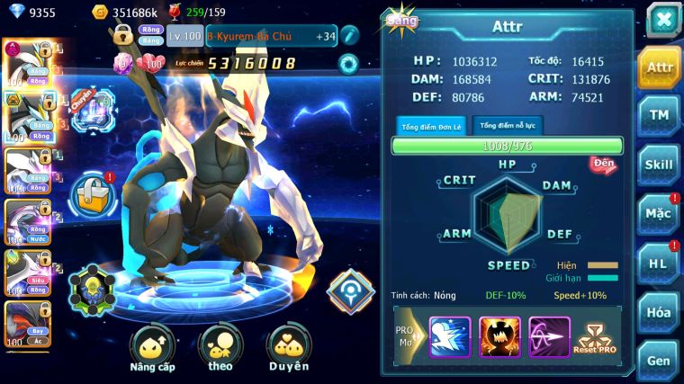 MÃ : #TTS4709 - SV 1667 - V10 - WHITE DYNAMAX BLACK BC UNVOA PALKIA NHIỀU PET HT