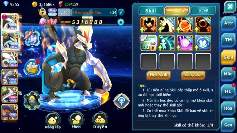 MÃ : #TTS4709 - SV 1667 - V10 - WHITE DYNAMAX BLACK BC UNVOA PALKIA NHIỀU PET HT