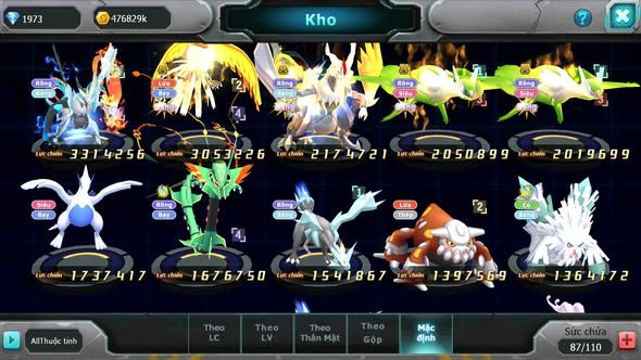 MÃ : #TTS4717 - SV 1415 - V7 - UNVOA HOOH BC WHITE BC CẶP LATI BC LUGIA RAYQUAZA NHIỀU PET HT