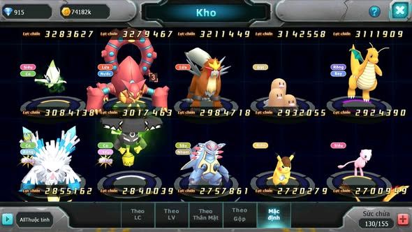 MÃ : #TTS4714 - SV 1645 - TOP20 - V14 - HOOH DYNAMAX GẦN ĐỦ CH YVETAL CH THẦN GIÓ BC CẶP CÁ BC QVLD BC DRAK HOOH RAY UNOVA NHIỀU PET HT