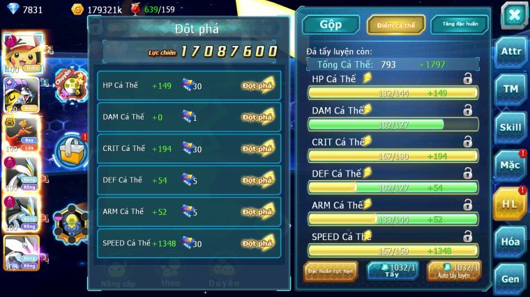 MÃ : #TTS4738 - SV 1393 - V12 - PIKACHU DYNAMX RAIKOU CH HOOH BC WB DYNAMAX UNVOA TAPU KOKO BC THẦN GIÓ BC QVLD BC