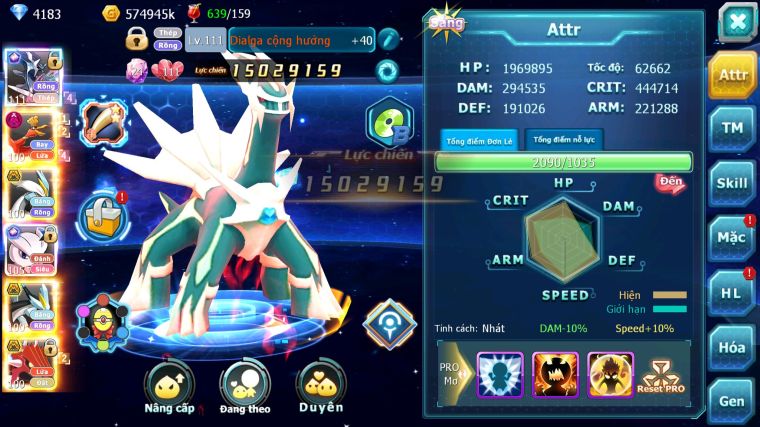 MÃ : #TTS4742 - SV 1041 - TOP49 - V12 - DIALGA CỘNG HƯỞNG HOOH DYNAMAX WB BC UNVOA QVLD BC CẶP LATI BC MEWTWO X CỘNG HƯỞNG